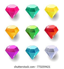 Set Cartoon Round Different Color Crystals Stock Vector (Royalty Free ...