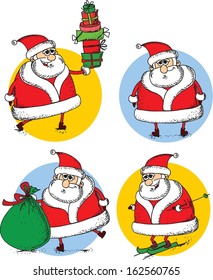 Set of cartoon santa claus