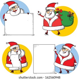 Set of cartoon santa claus