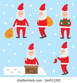set of cartoon Santa Claus