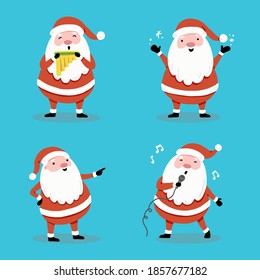 Set Cartoon Santa Claus Different Poses Stock Vector (Royalty Free ...