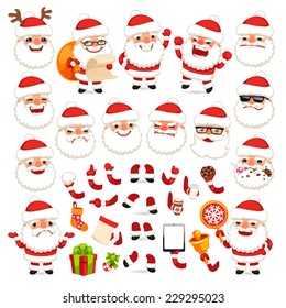 Set of Cartoon Santa Claus for Your Christmas Design or Animation. Isolated on White Background. Clipping paths included in additional jpg format.