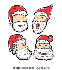 set of cartoon Santa head