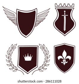 Set of cartoon shields