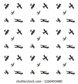 Set of cartoon silhouettes cute airplane. Seamless Pattern. Vector Illustration. EPS10