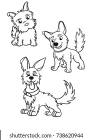 Set of cartoon sketch dogs. Vector dog.