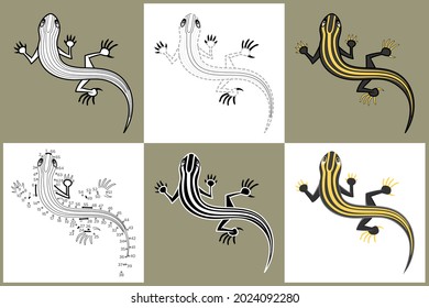 Set of cartoon SKINK in 6 styles, Vector illustration