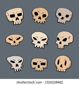 set of cartoon skulls