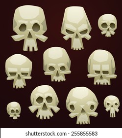 Set of Cartoon Skulls, vector