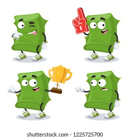 set of cartoon slice aloe vera character mascot on white background