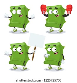 set of cartoon slice aloe vera character mascot on white background
