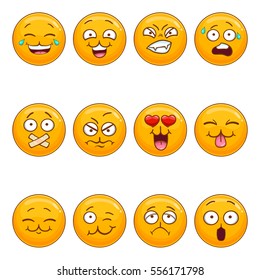 Set with cartoon smiley face