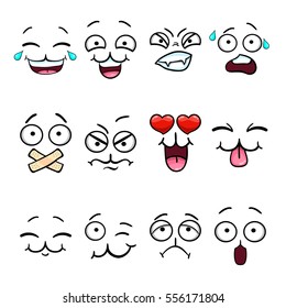 Set with cartoon smiley face