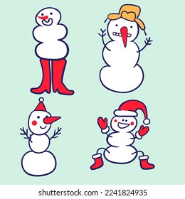 Cartoon-Snowboarder im flachen Stil