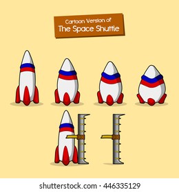 set of cartoon space shuttle