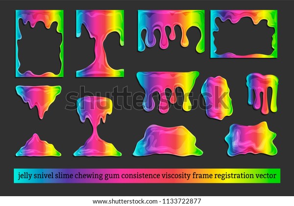 カートゥーンのスペクトルの虹 粘液 ペイント スライム ジャム スニベル チューインガムを設定します カラフルな手描きのベクター画像ストックイラスト のベクター画像素材 ロイヤリティフリー