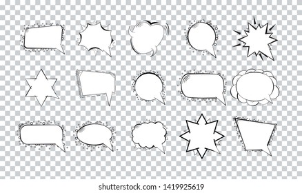 Set of cartoon speech bubbles on transparent background. Vector Illustration. EPS10