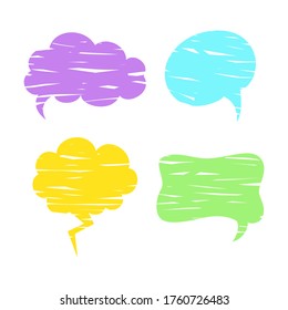 Set of cartoon speech bubbles on the white background. Vector illustration.