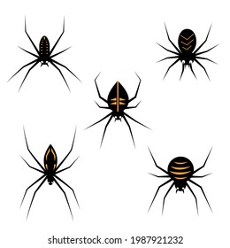 set of cartoon spiders, Halloween. vector isolated on white background.