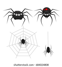 Set of cartoon spiders. Vector illustration.