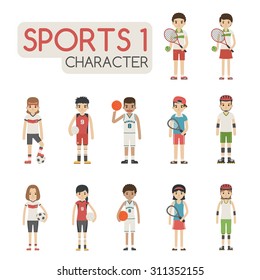 Set of cartoon sport characters , eps10 vector format