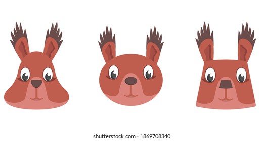 Set von Cartoon-Eichhörnchen. Unterschiedliche Formen von Tierschauplätzen.