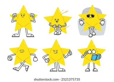 A set of cartoon star illustration