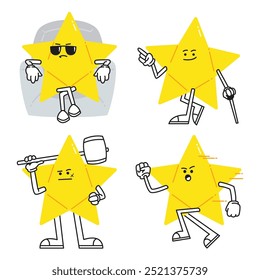 A set of cartoon star illustration