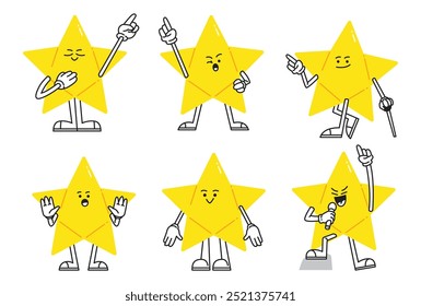 A set of cartoon star illustration