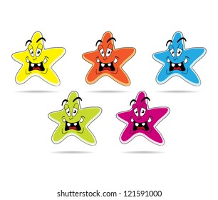Set of cartoon star - isolated illustration