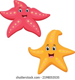 set of Cartoon starfish isolated on white background