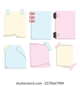 Set of cartoon stationery, Sticky note illustration set