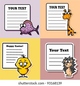 Set cartoon stickers, vector