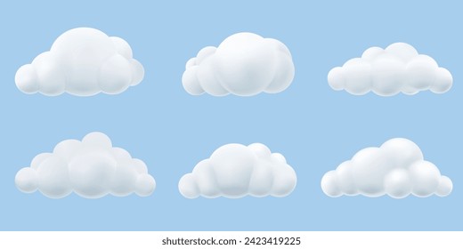 A set of cartoon style 3D vector clouds