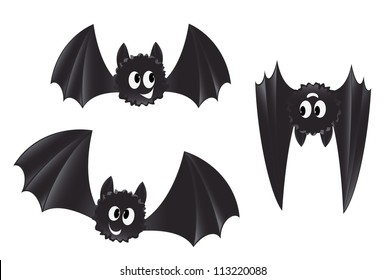 Set of cartoon style bats