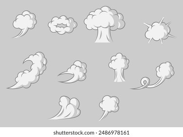 Set Cartoon Style Smoke Element Collection.