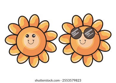 set of cartoon sun design. vector illustration. 