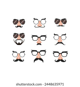 set of cartoon sunglasses	vector