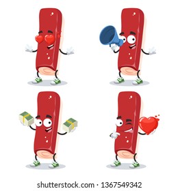 set of cartoon surimi or crab stick character mascot on white background