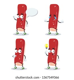 set of cartoon surimi or crab stick character mascot on white background