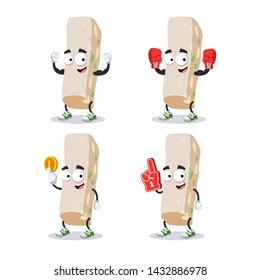 set of cartoon sweet nougat with nuts character mascot on white background