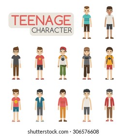 Set of cartoon teenagers characters , eps10 vector format