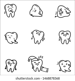 set of cartoon teeth. vector illustration.