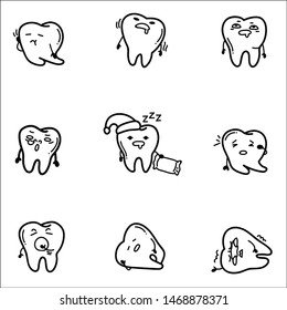 set of cartoon teeth. vector illustration.