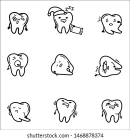 set of cartoon teeth. vector illustration.