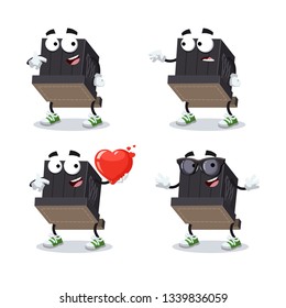 set of cartoon tefillin for head character mascot on white background
