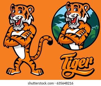 set of cartoon tiger character