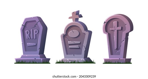 A set of cartoon tombstones. Halloween.