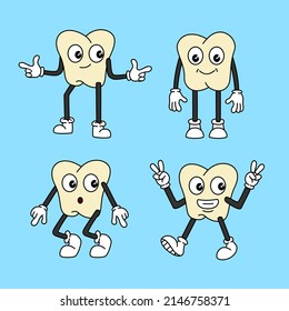 Set of a cartoon tooth character