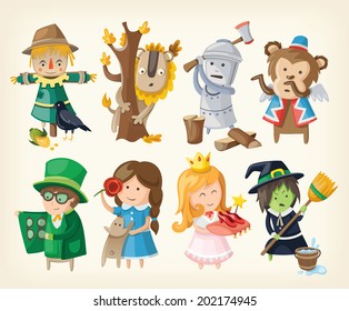Set of cartoon toy personages from fairy tales